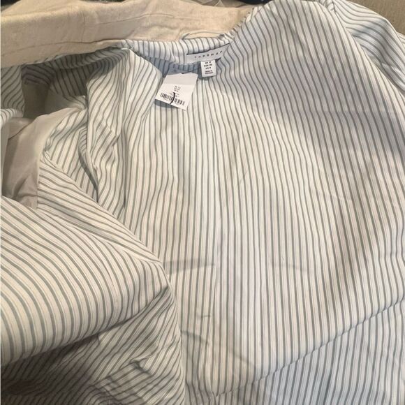 NWT Topshop oversized linen blazer with exposed stripe lining in ecru size US 8 - Picture 15 of 15